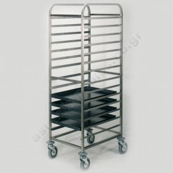 Ανοξείδωτο καρότσι μεταφοράς δίσκων